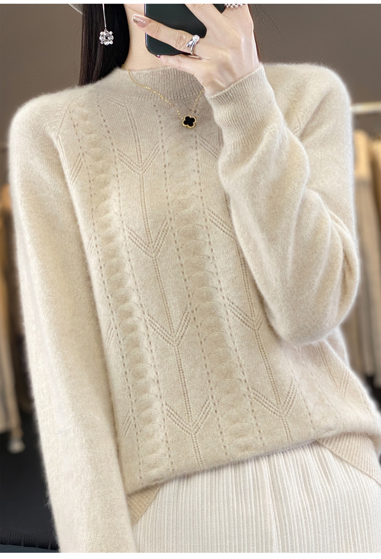 2023秋冬新款羊毛衫一线成衣圆领女士套头衫针织衫上衣打底毛衣详情13