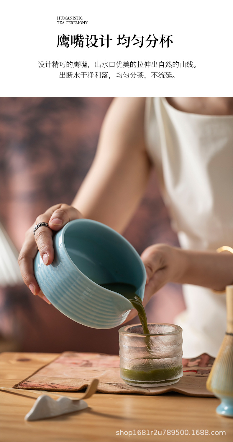 Cross-border Japanese-style kiln transformation retro matcha Hyabonri tools with spouts, Song Dynasty imitation tea whisking and beating utensils, tea set gift box pic 11