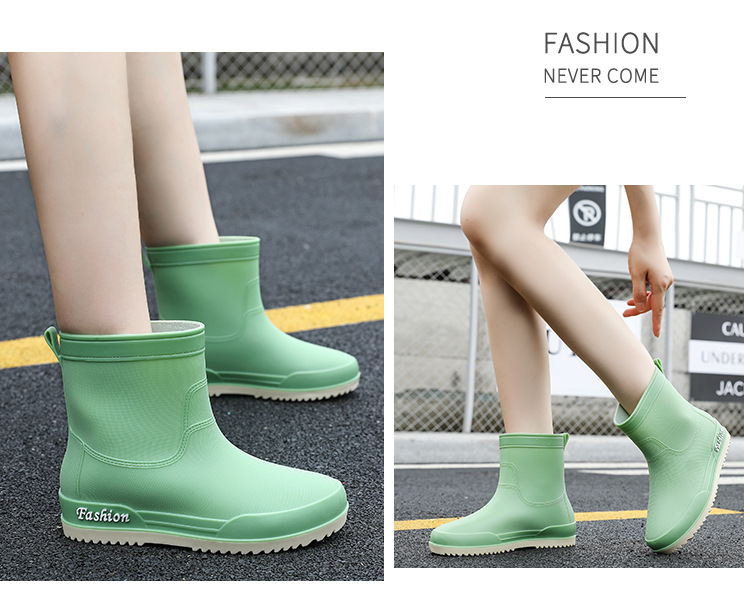 日系新款雨靴女士款短靴户外雨鞋厚底成人时尚款网红防滑加绒水鞋详情13