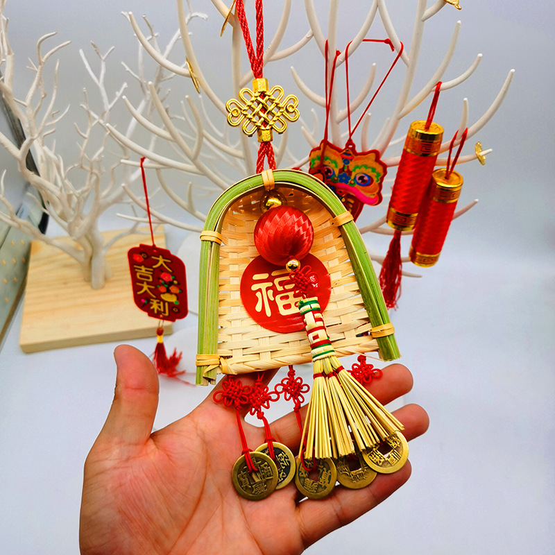 Copper coins, small brooms, dustpans, hanging ornaments, door decorations for moving into a new home, indoor hanging ornaments, TV wall decorations for the Qingming and Dragon Boat festivals pic 31
