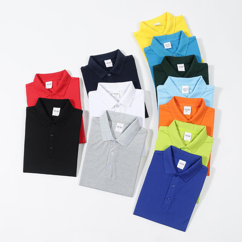 翻领广告衫印字logo团体t恤纯色polo衫企业工作校服刺绣图案短袖详情11