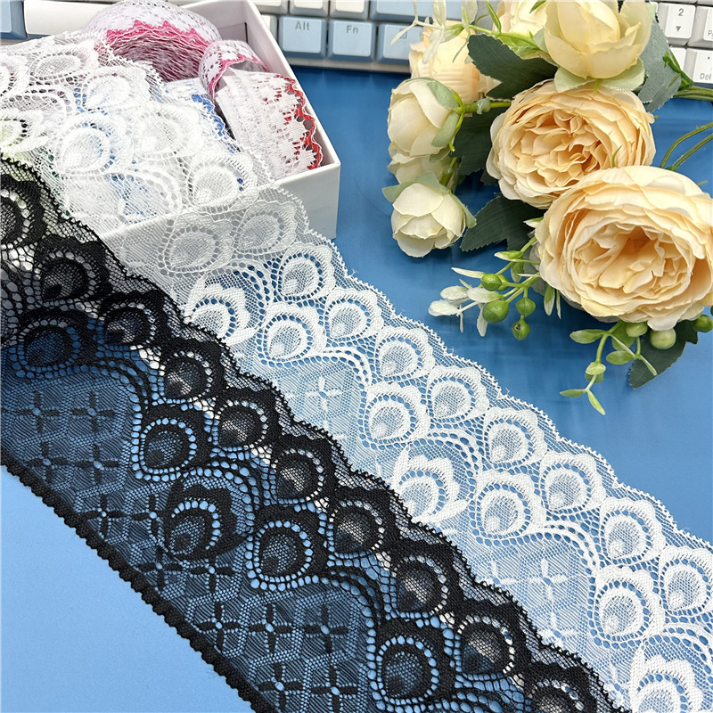 Elastic silk ribbon, lace trim, soft and skin-friendly, elastic elastic band, clothing accessory, ruffled edge, 9CM pic 18