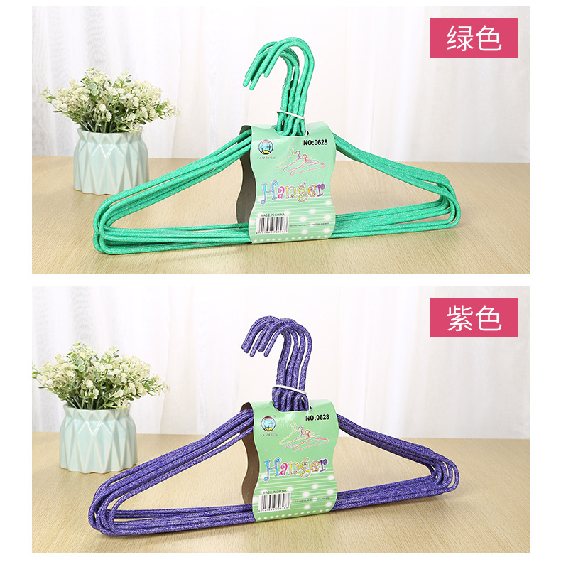 Y24-0628衣架铁衣架结实耐用铁线浸塑无痕衣架 简约花色成人挂衣架10个装晾晒衣架10PC详情8