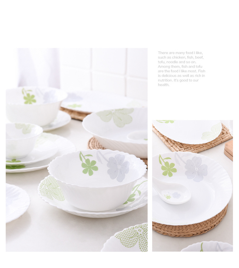 Chinbull centrifugal process lace deep plate, white jade glass heat-resistant dinner plate and vegetable plate, elegant world pic 3
