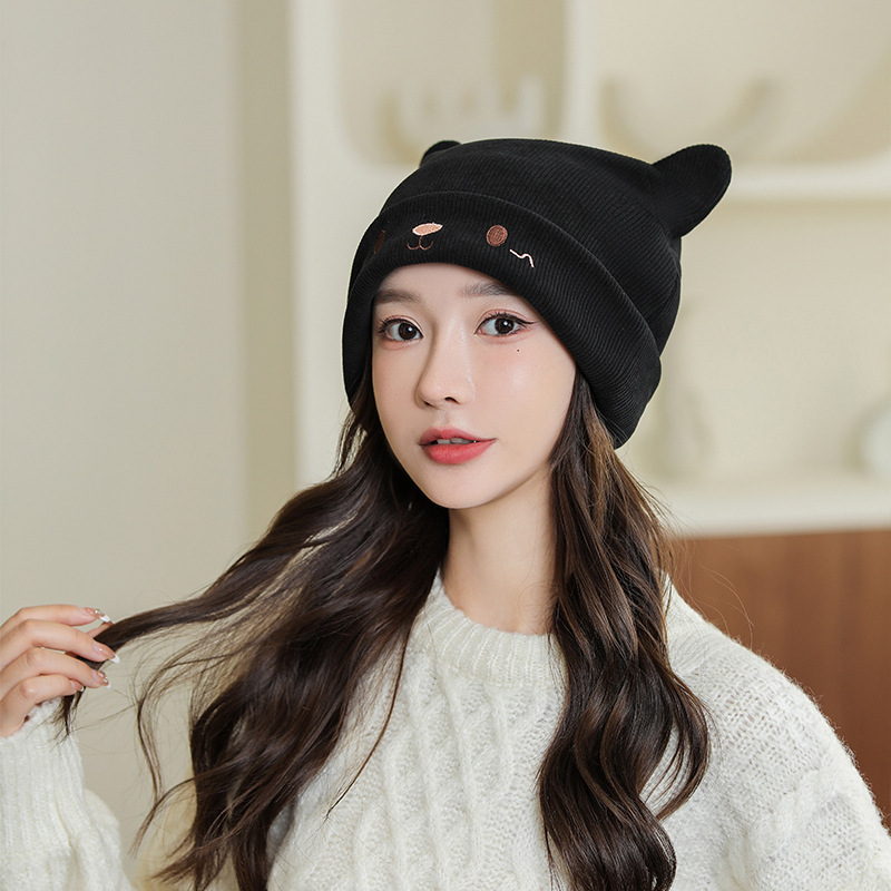 Gorro de punto mujer otoño invierno japonés manga de dibujos animados lindo gorro de oreja de conejo versión coreana heap heap gorro térmico gorro frío pic 2