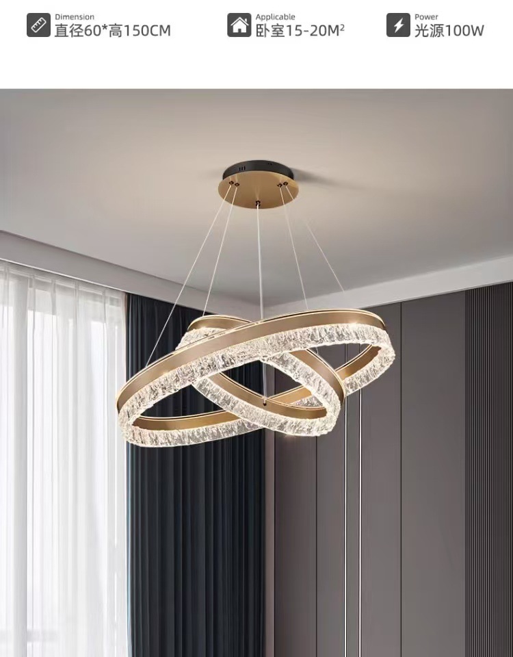 Light luxury chandelier living room lamp, modern and simple dining room lamp, grand 2024 new high-end circular main hall lamp pic 2