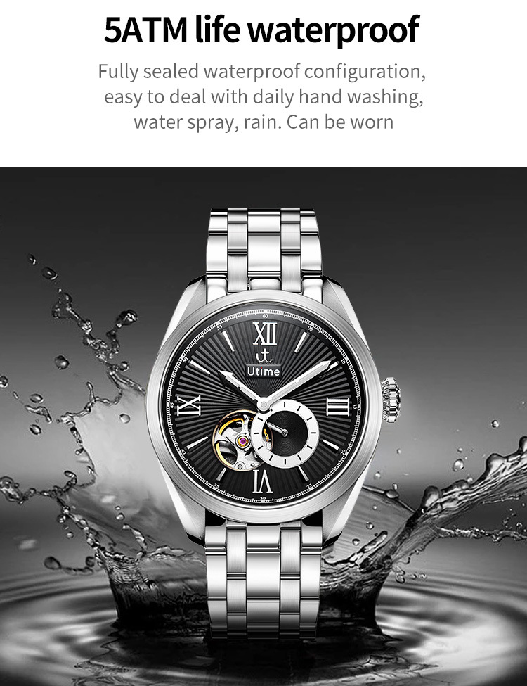 Utime高端品牌機(jī)械手表男全自動機(jī)械表時(shí)尚潮流實(shí)心鋼帶防水手表詳情23