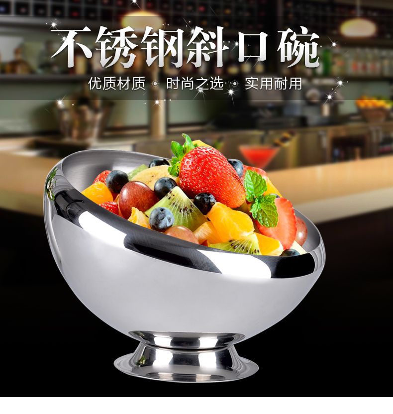 New stainless steel slanted bowl, hot pot bowl, sauce bowl, buffet seasoning bowl, salad bowl, bar snack and dried fruit plate pic 1