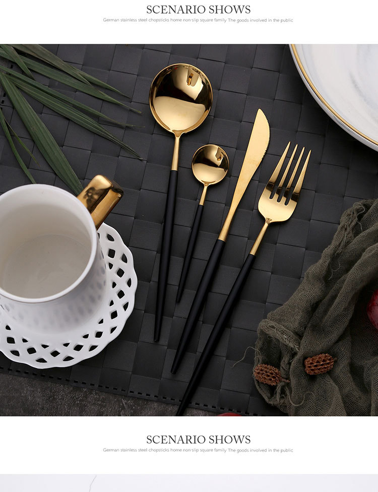 Bright 304 stainless steel Western tableware, Portuguese steak knife, fork and spoon set, mirror-polished, Nordic ins style pic 9