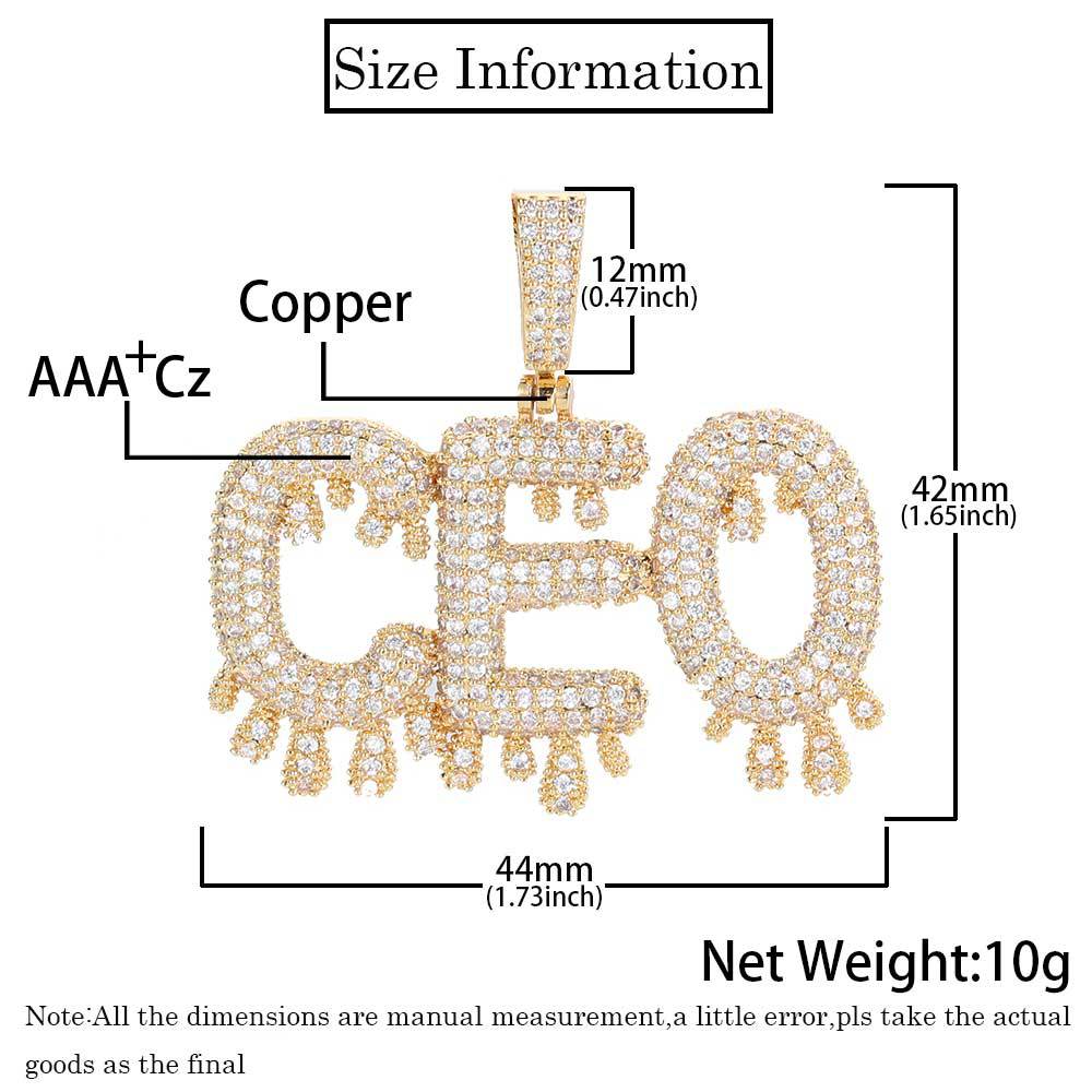 A new hip-hop fine water drop English letter patchwork pendant with micro-inlaid zircon and personalized creative letter necklace from Europe and America pic 4