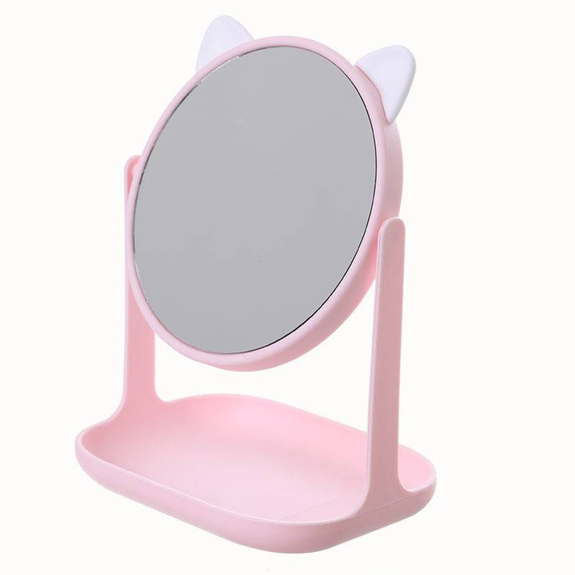 New tray stand vanity mirror, rabbit ear mirror, dressing mirror, round and rotatable double-sided cat ear mirror pic 9