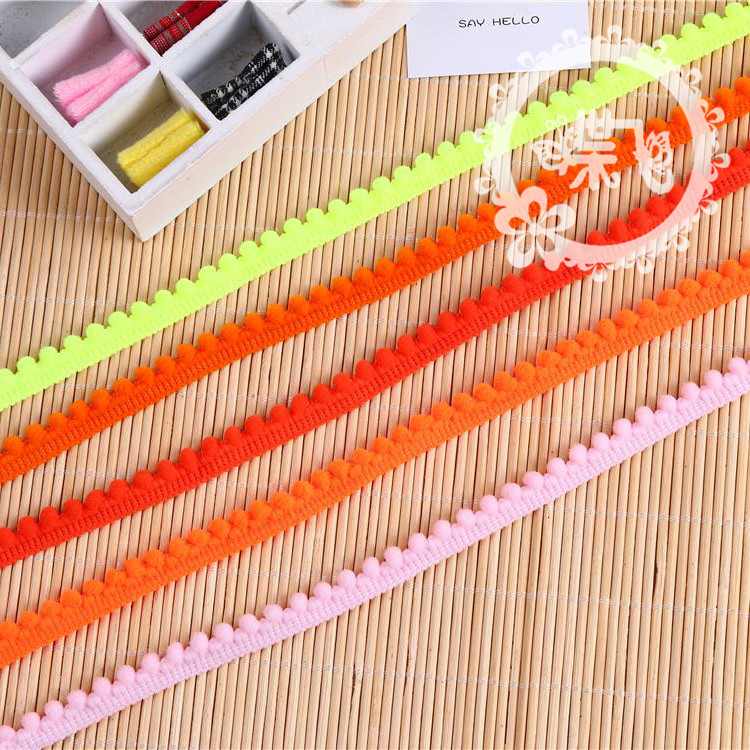 现货供应35色爆款密芽边毛毛虫织带DIY手工帽子服装辅料 毛球花边详情2