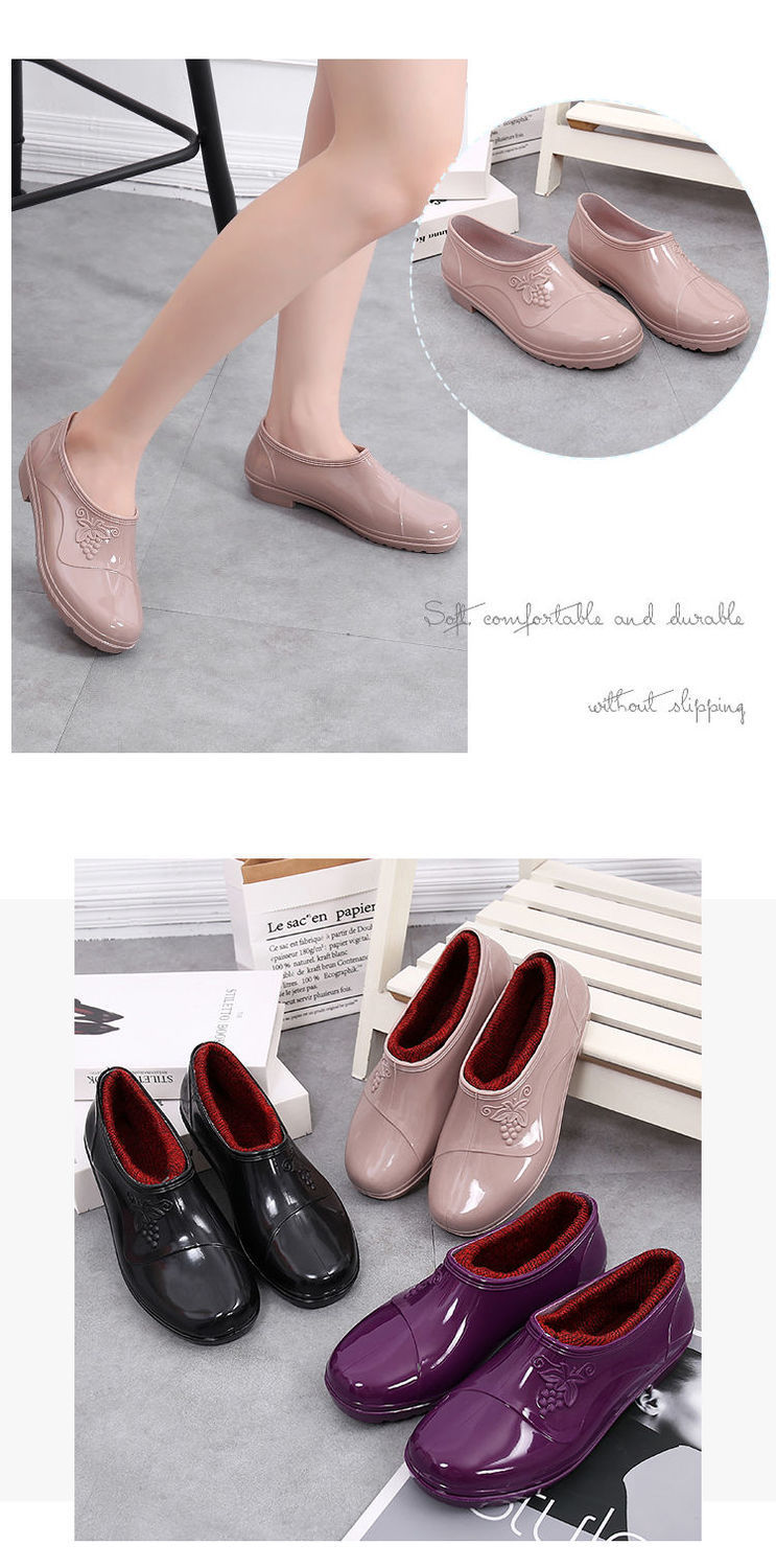 一件代发新款雨水鞋女四季时尚低帮厨房防滑中加厚加棉绒雪地靴详情16