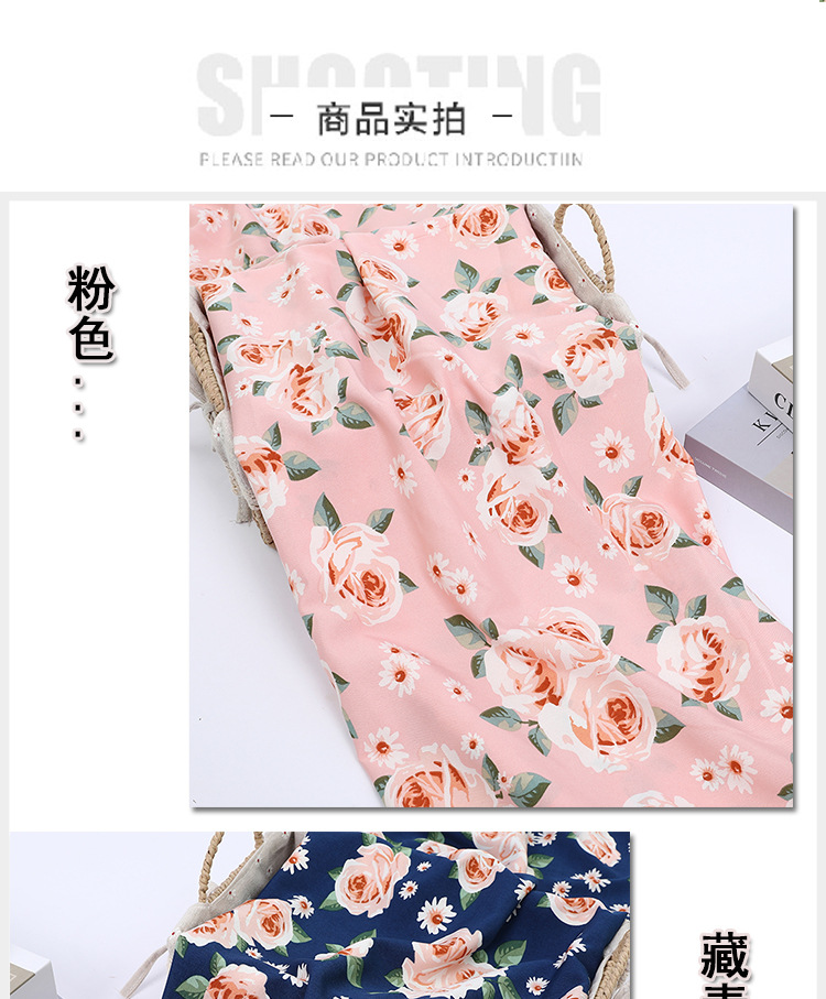 Rose large-flower fashion dress fabric, four-sided plain weave polyester printed decorative fabric shirt fabric pic 9