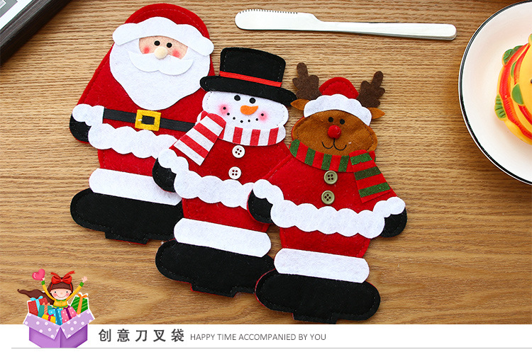 Wholesale of new Christmas decorations, new Santa Claus knife and fork sets, Christmas desktop cartoon tableware, knife and fork bags pic 1