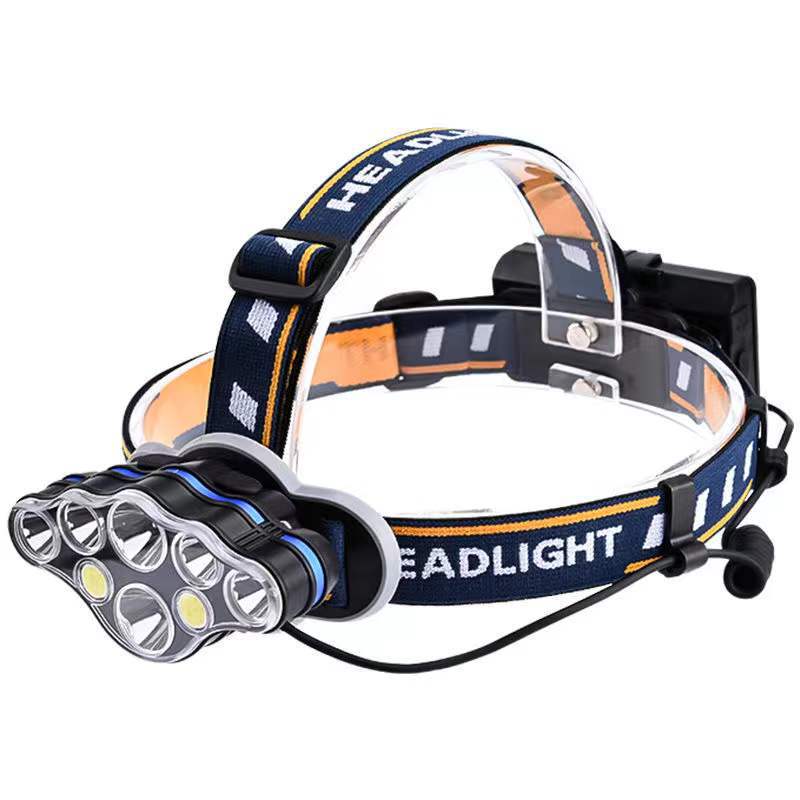 Wholesale of cross-border 8-lamp COB head-mounted headlamps with USB charging and outdoor long-range led high-intensity headlamps pic 3