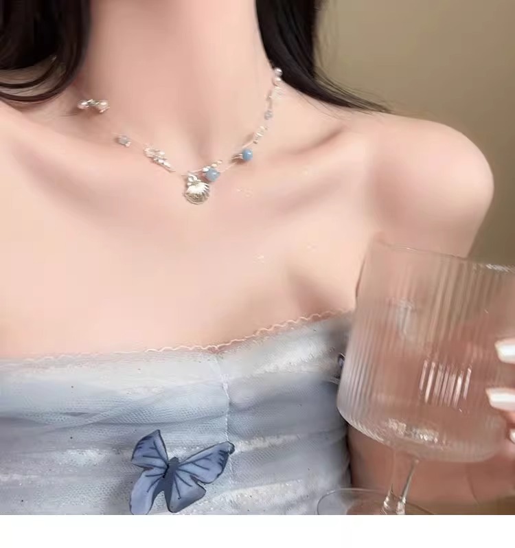 海边沙滩度假风贝壳轻奢项链ins小众设计感配饰编织绳甜美锁骨链详情41