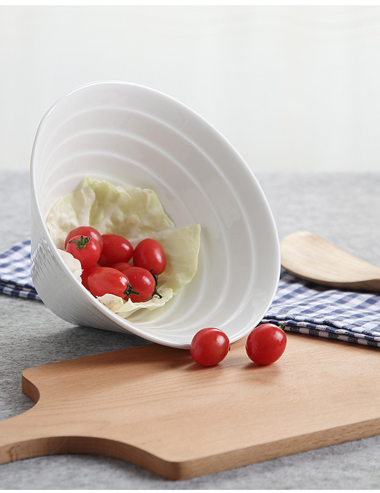 Pure white ceramic ramen soup bowl, fruit salad bowl, dessert bowl, boiled fish bowl, sauce bowl, horn bowl, hotel tableware pic 9