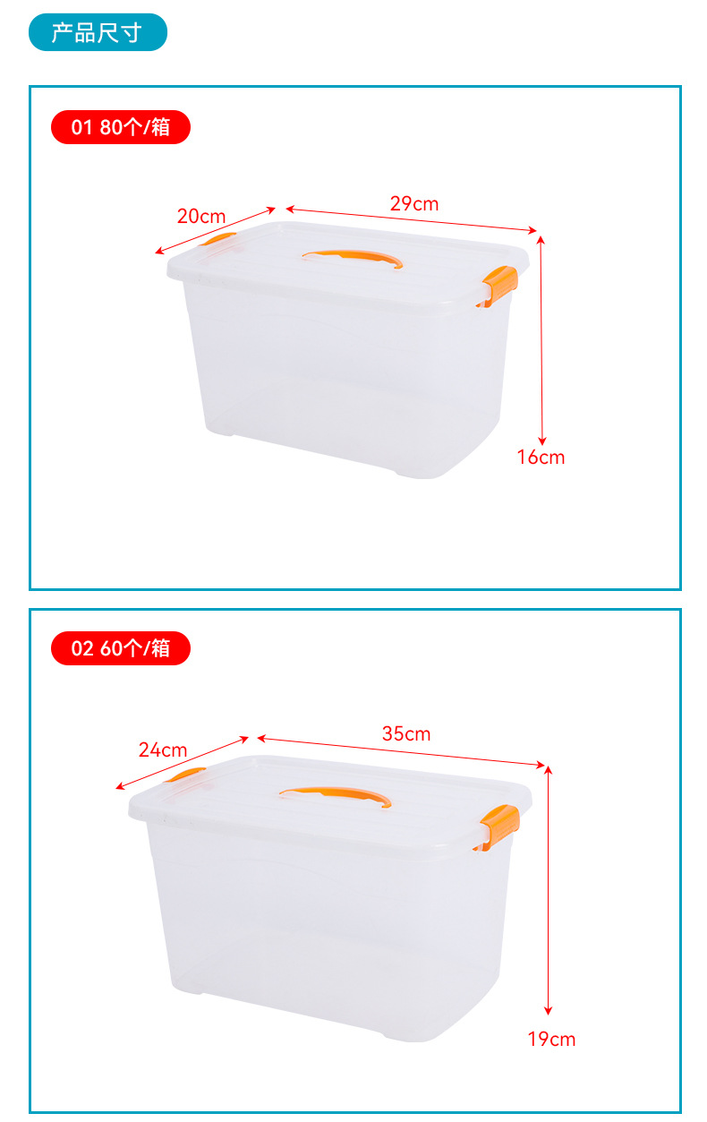 批发透明防摔手提带盖清洁桌面收纳盒子箱子整理箱收纳箱详情4