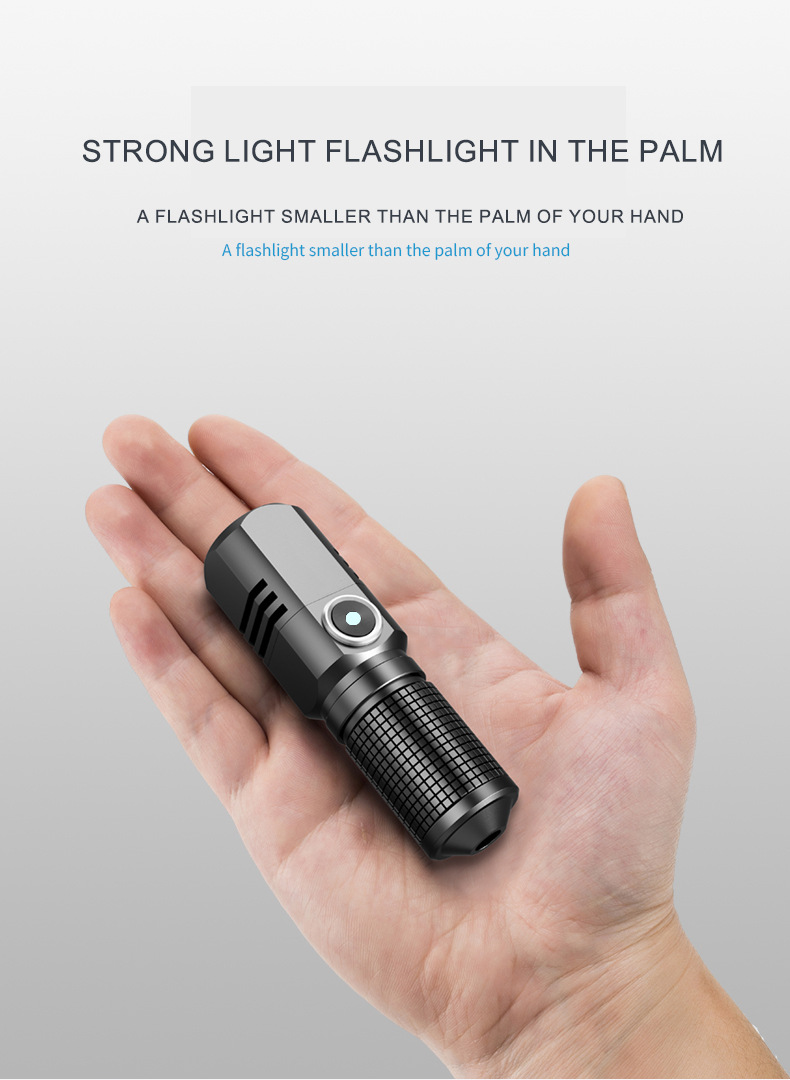 Wholesale of cross-border outdoor mini high-intensity flashlights, led rechargeable flashlights, high-intensity flashlights, hand-held flashlights pic 8