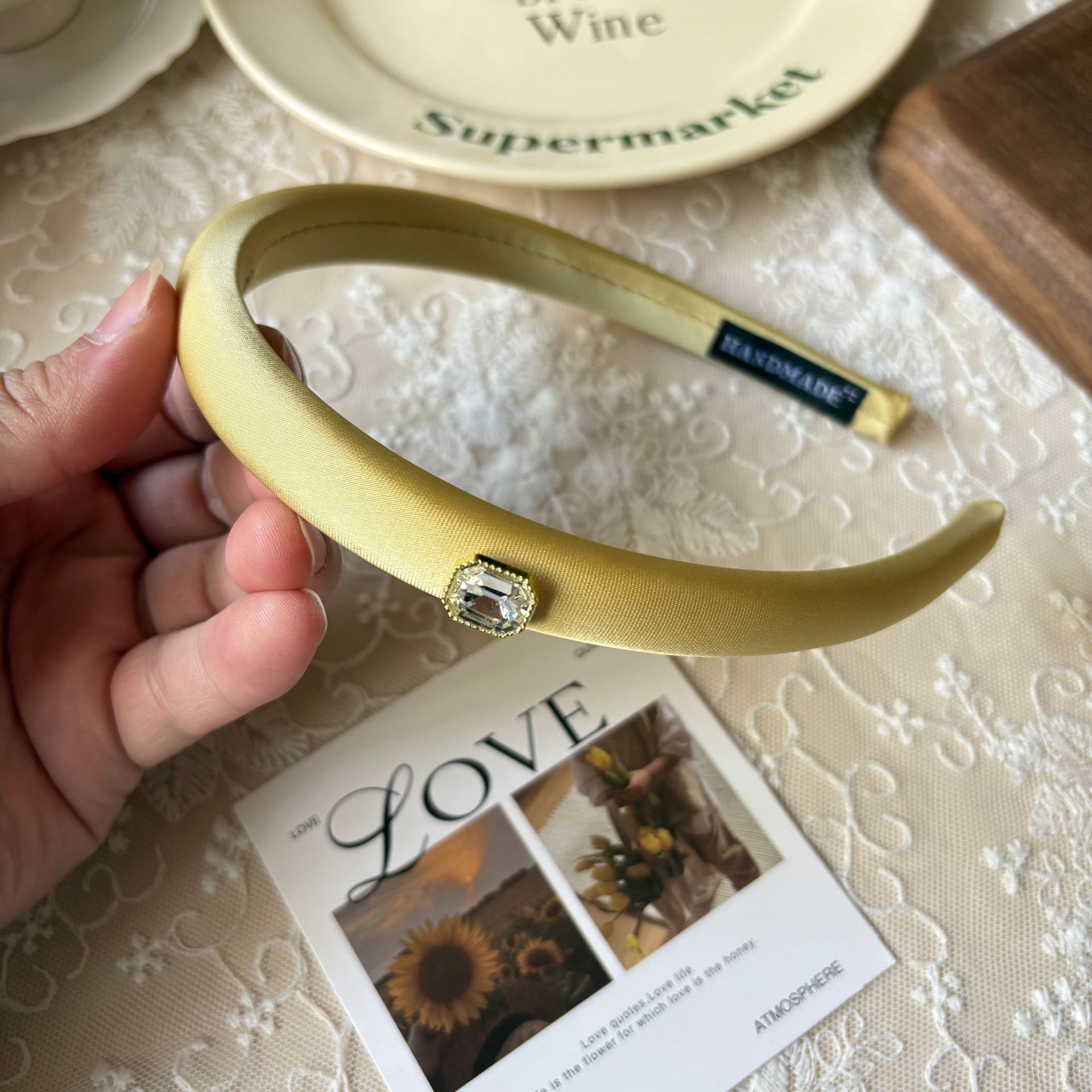 Spring new solid-color satin hair band for women, high head pressure headband, high-end and light luxury hair tie and hairpin headwear pic 32