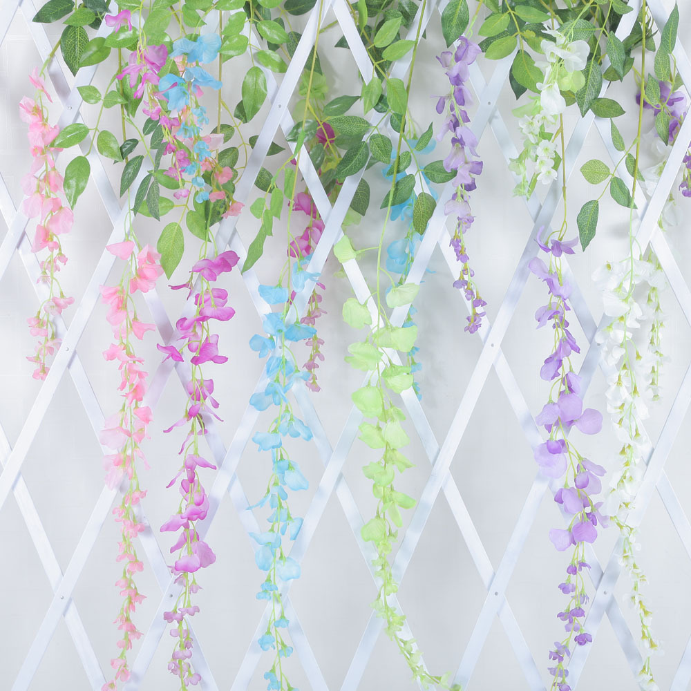 110CM simulated wisteria flower, simulated bean flower branch, bean flower strip, simulated wisteria hanging, simulated bean flower branch, wisteria strip pic 4