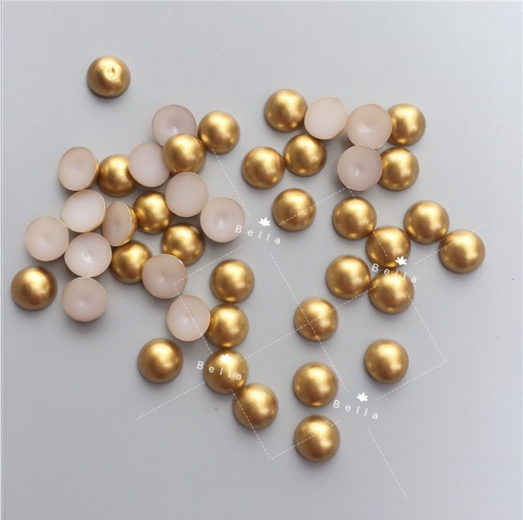 ABS imitation pearl semi-circle, gold and silver diy jewelry accessories, semi-circle resin accessories, semi-circle flat-bottomed pearls pic 3