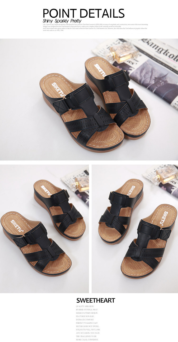 New European and American sandals for women, cross-border car line, mom shoes, large-sized sandals, wedge heel slippers, one-piece consignment pic 22