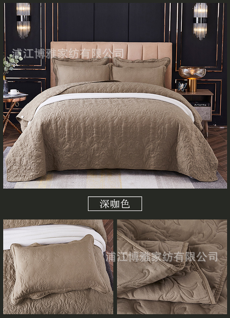Three-piece set of printed ultrasonic pure cotton bed covers for cross-border Amazon from Europe and America, plain washed cotton bed covers pic 17