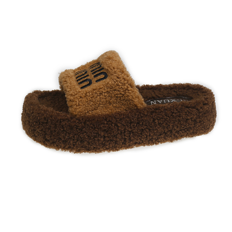 小香风毛毛拖鞋女外穿2024秋冬新款韩版网红休闲厚底居家毛绒棉拖详情2