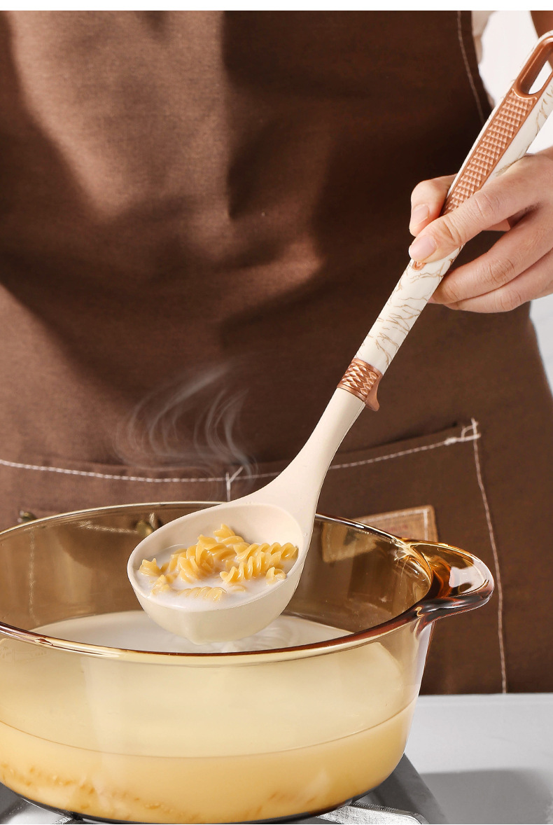 12-piece set of non-stick cookware with silicone spatulas, soup spoons, strainers, ladles, cooking spatulas and spoons with racks pic 14