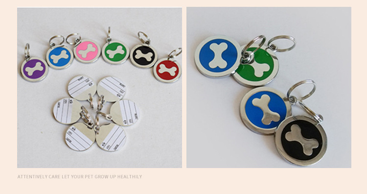 Nueva llegada pet dog footprint colgante dog tag pet tag hueso patrón colgante anti-pérdida id grabable pic 12