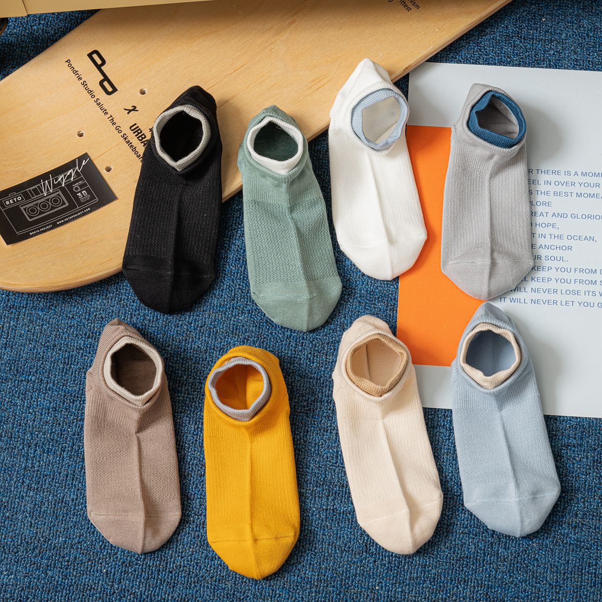 Men's summer boat socks, pure cotton double-slit sports short socks, Japanese style ins trendy shallow slit breathable, versatile invisible socks pic 13