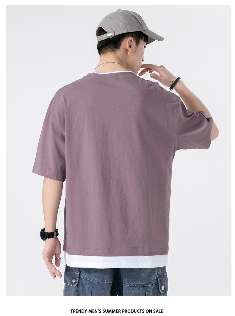 A new summer style American high street round-neck short-sleeved T-shirt for men with loose and simple printed half-sleeved top pic 15