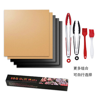 亚马逊 玻璃纤维不粘耐高温bbq烧烤垫套装 黑色铜色户外特氟龙垫详情23