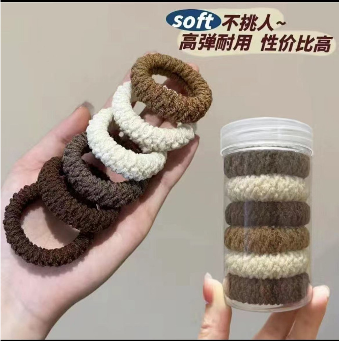 ins毛巾圈女高弹力无痕发圈新款耐用高马尾头绳丸子头发绳发饰批详情2