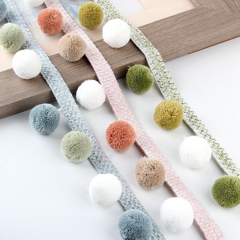 Curtain lace, three-color bayberry balls, side edge, European lace edge, sofa accessories, decorative parts, spliced black pic 24