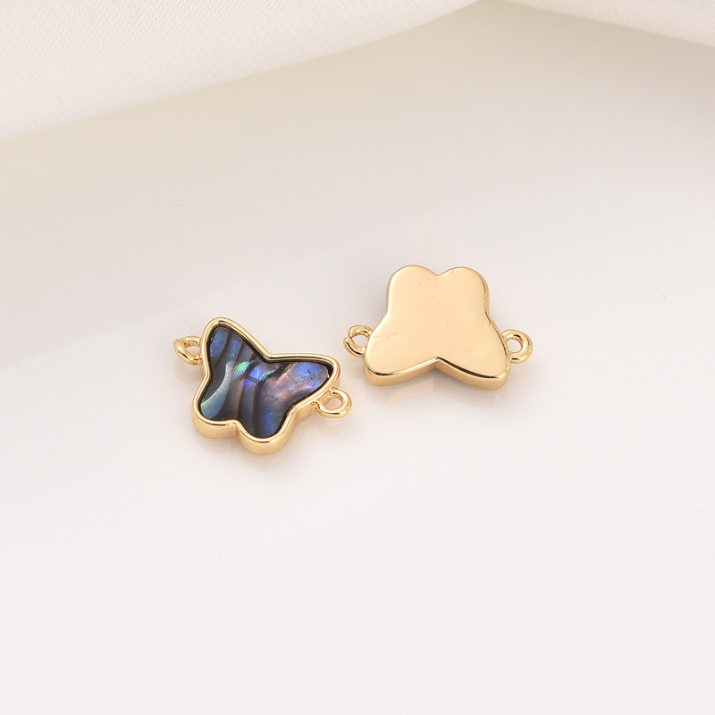 18金k鲍鱼贝爱心蝴蝶星星图案小吊坠项链手链坠子diy饰品配件详情25