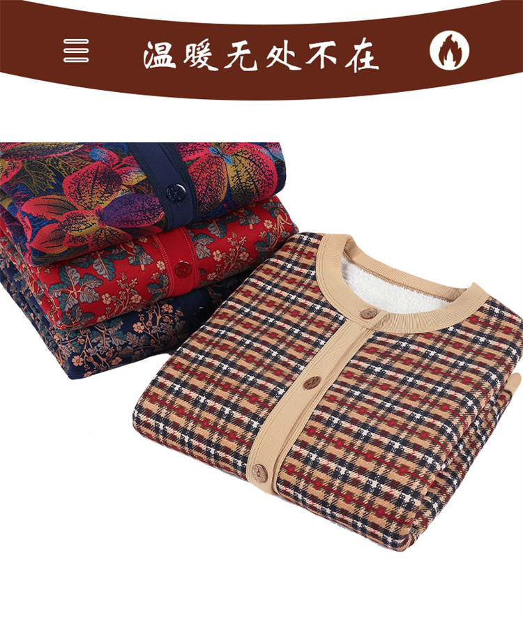 中老年人女装加绒加厚针织开衫妈妈保暖上衣服奶奶秋冬装毛衣外套详情5