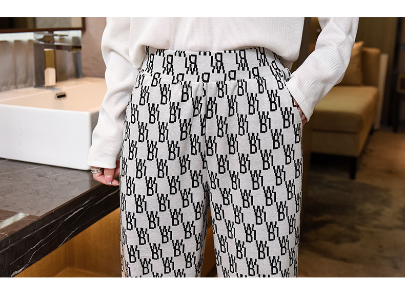 Wide-leg pants for women in 2021, high-waisted and slimming casual pants, spring and autumn Korean style letter loose straight-leg pants, long pants trend pic 14