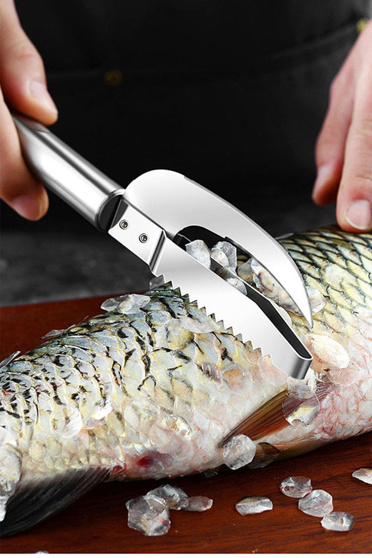 Stainless steel fish scale scraper, fish scale brush, fish scale scraper knife, fish scale removal tool, fish belly knife pic 2
