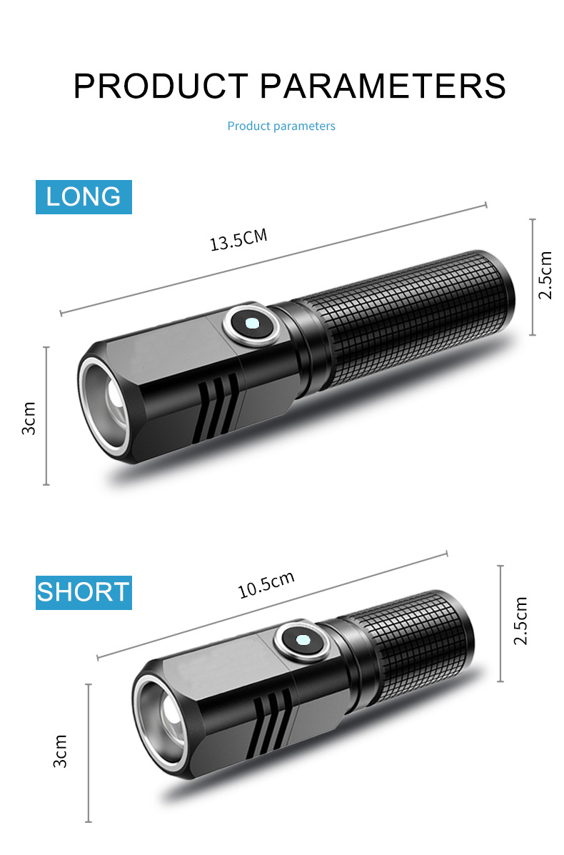 Wholesale of cross-border outdoor mini high-intensity flashlights, led rechargeable flashlights, high-intensity flashlights, hand-held flashlights pic 21