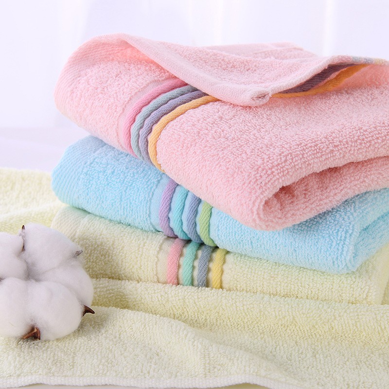 Wholesale color-striped towels, plain adult absorbent face towels, household facial cleansing gifts, embroidered logos pic 4