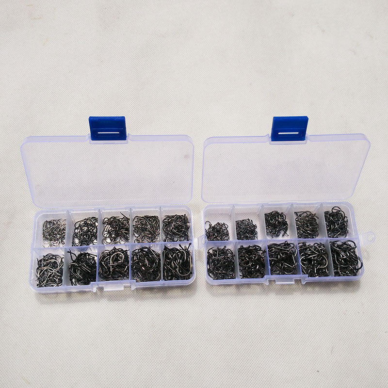 Iseni fishhook set without holes, 500 pieces of fishhook fishing gear, box set, black and gold pic 30