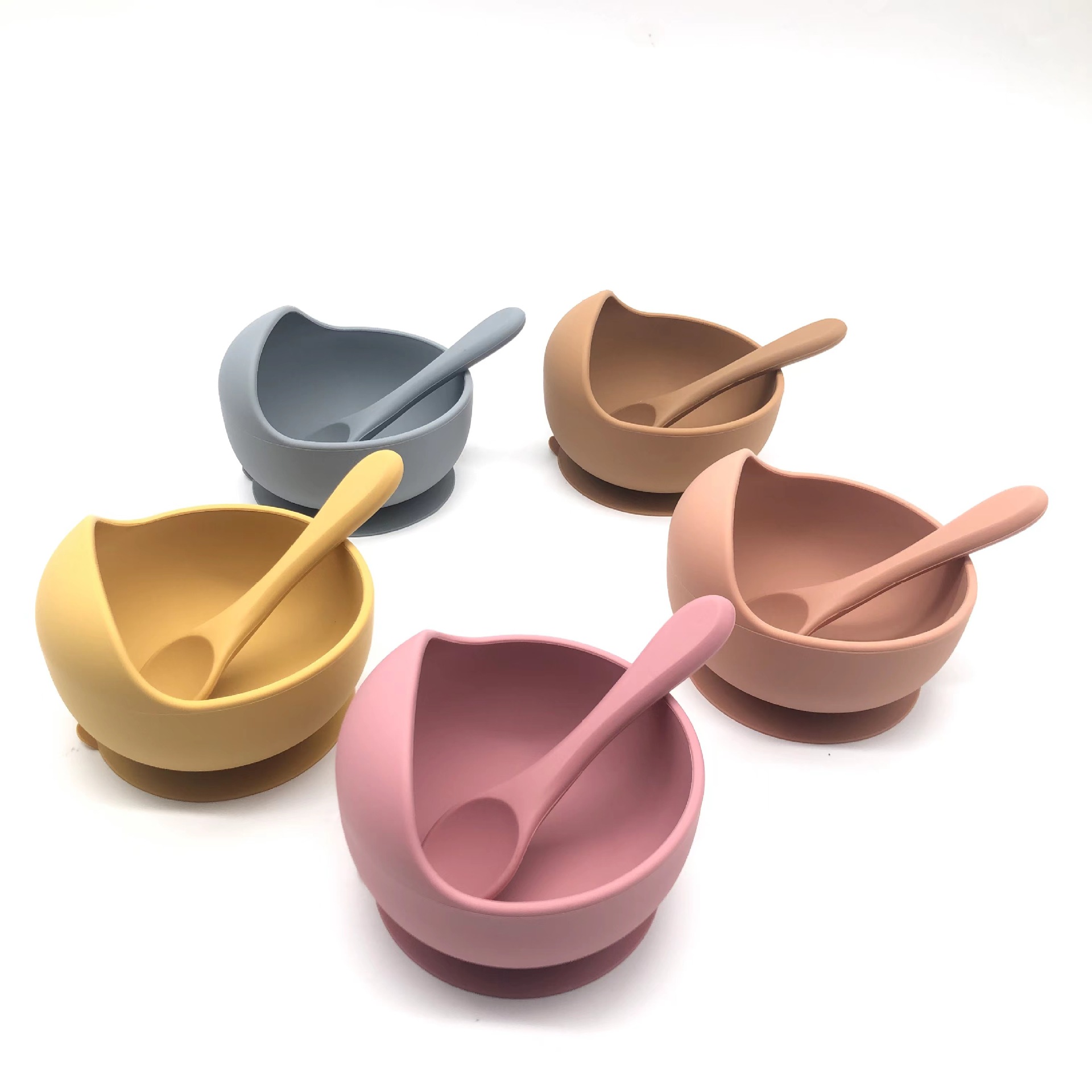 Snail in stock silicone bowls and spoons, baby feeding tableware with suction cups, silicone baby food bowls, silicone suction cup bowl sets pic 5