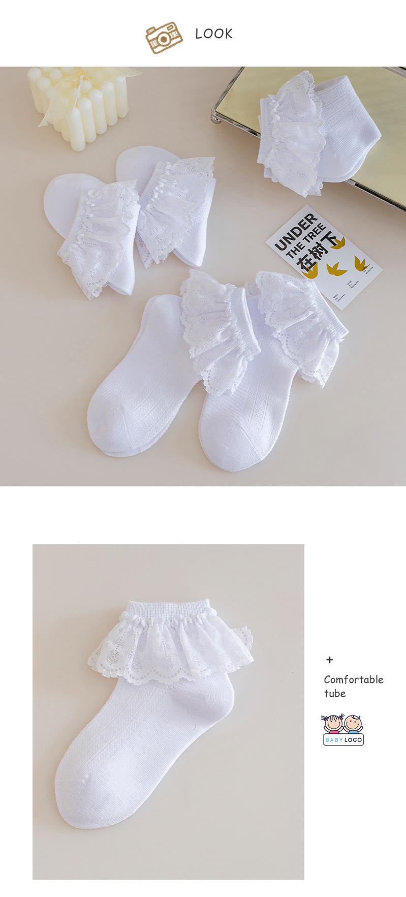 小巴兔女童新款春夏儿童白色透气蕾丝网棉花边袜韩版宝宝公主棉袜详情7