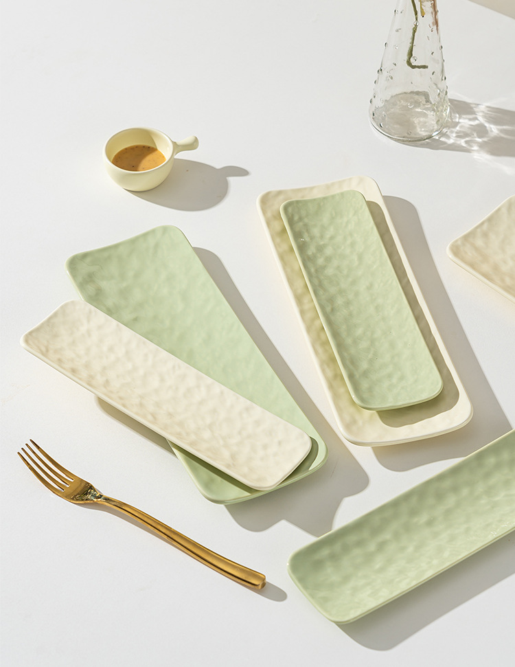 Creative 12-inch cream-style fish plate, milky white, milky green large ceramic home rectangular plate, fruit plate, sushi plate pic 11