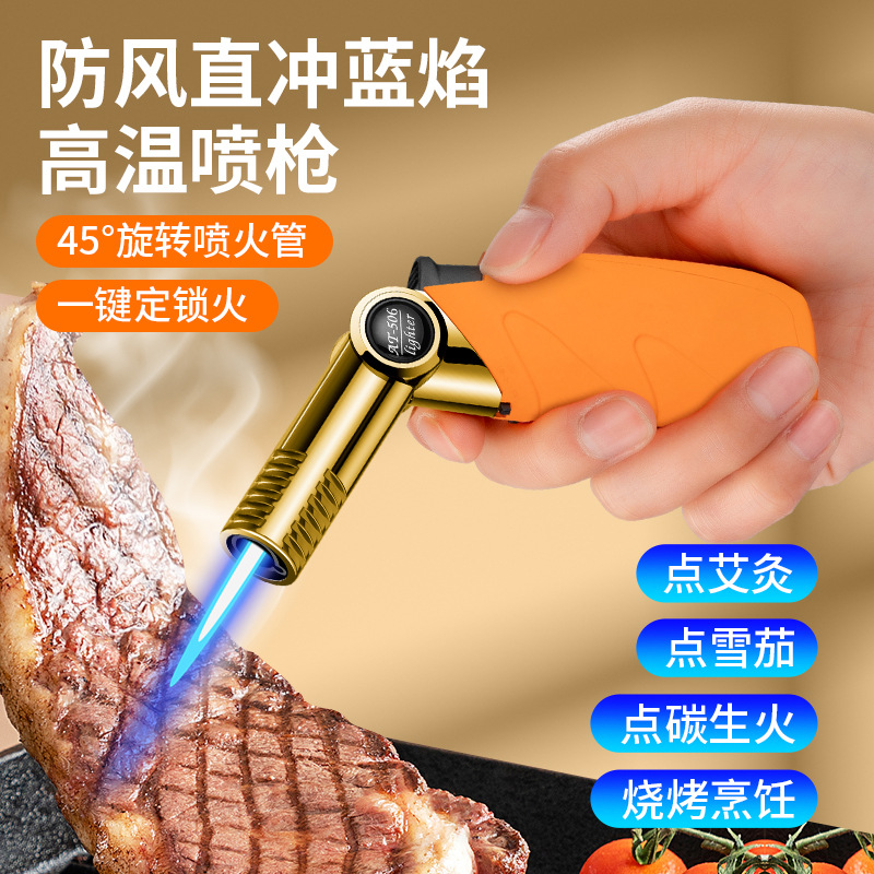 Simple moxibustion windproof lighter, cigar red mini compact high-temperature resistant creative inflatable Wenzhou lighter pic 8