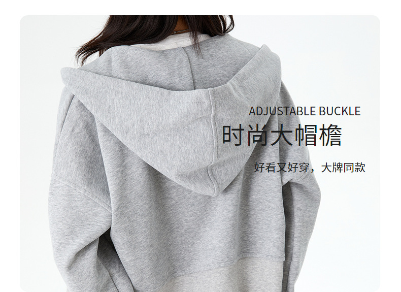【云朵套装】连帽加绒双拉链空气棉运动高腰欧美风时尚卫衣套装女详情18