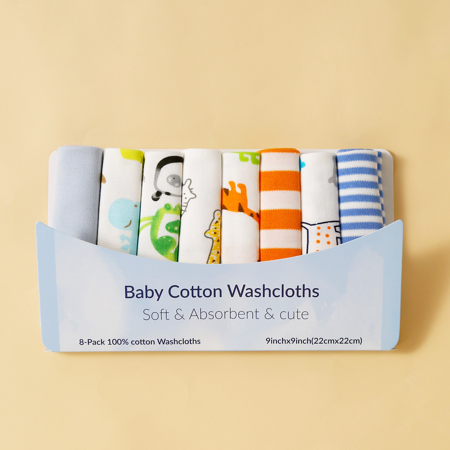 momscare baby square towels/feeding towels and saliva wipes are all packed in 8-piece cotton fabric with fixed patterns pic 22